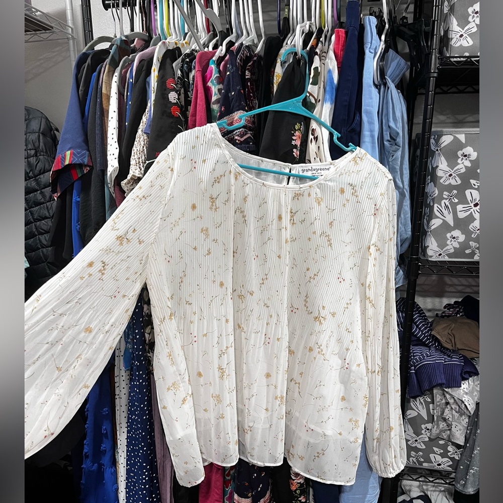 Grand & Greene White Blouse with Gold Accents